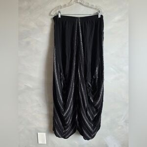 Vtg Bebe Plus Black Gray Parachute Long Boho Lagenlook Artsy Skirt Sz S Oversize